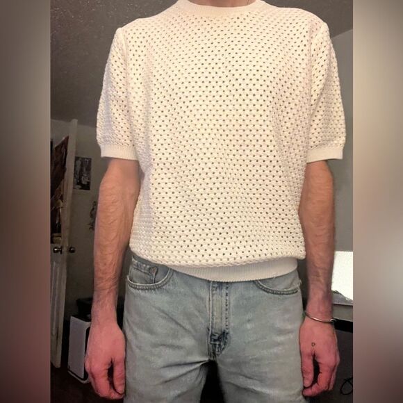 BNWT Urban Outfitters - Guess Originals - Men’s Short Sleeve Crochet Sweater - Picture 4 of 9